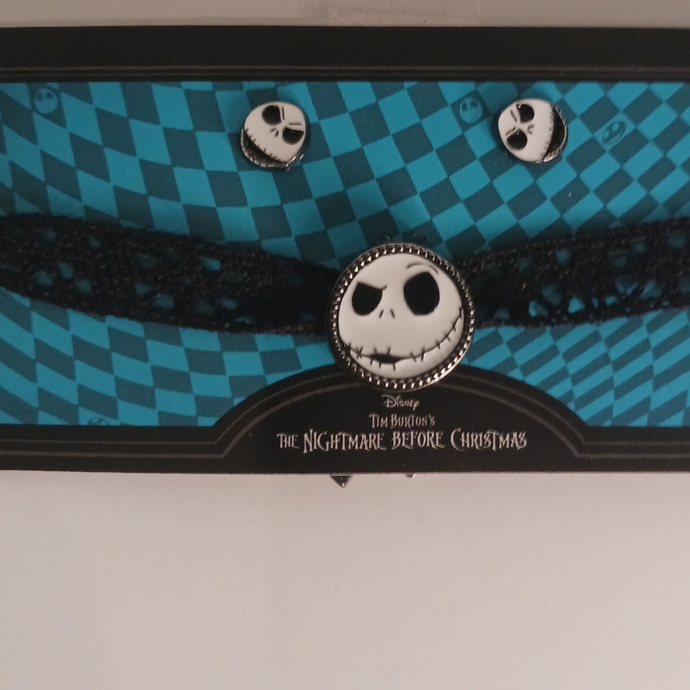 Jack Skellington earrings and matching chocker necklace